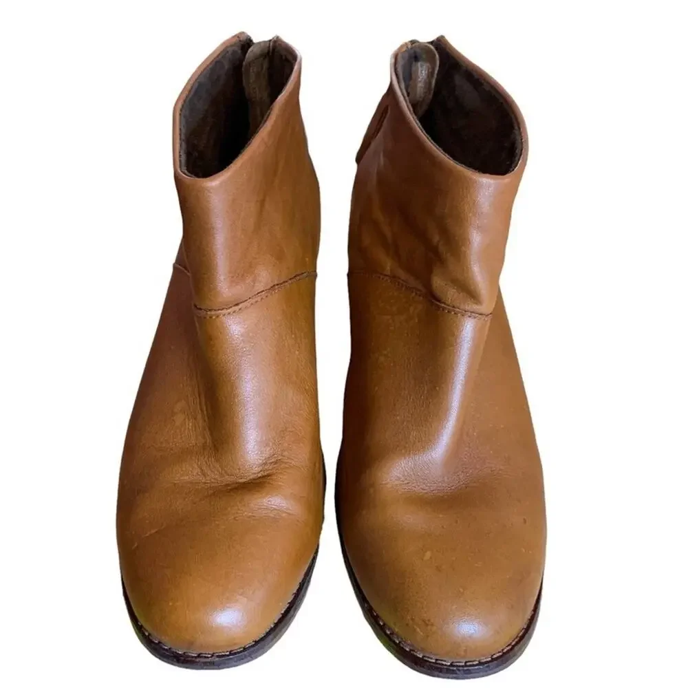 Toms Leila‎ booties shoes chestnut brown leather uppers ankle boots Size 7.5 - Picture 5 of 10